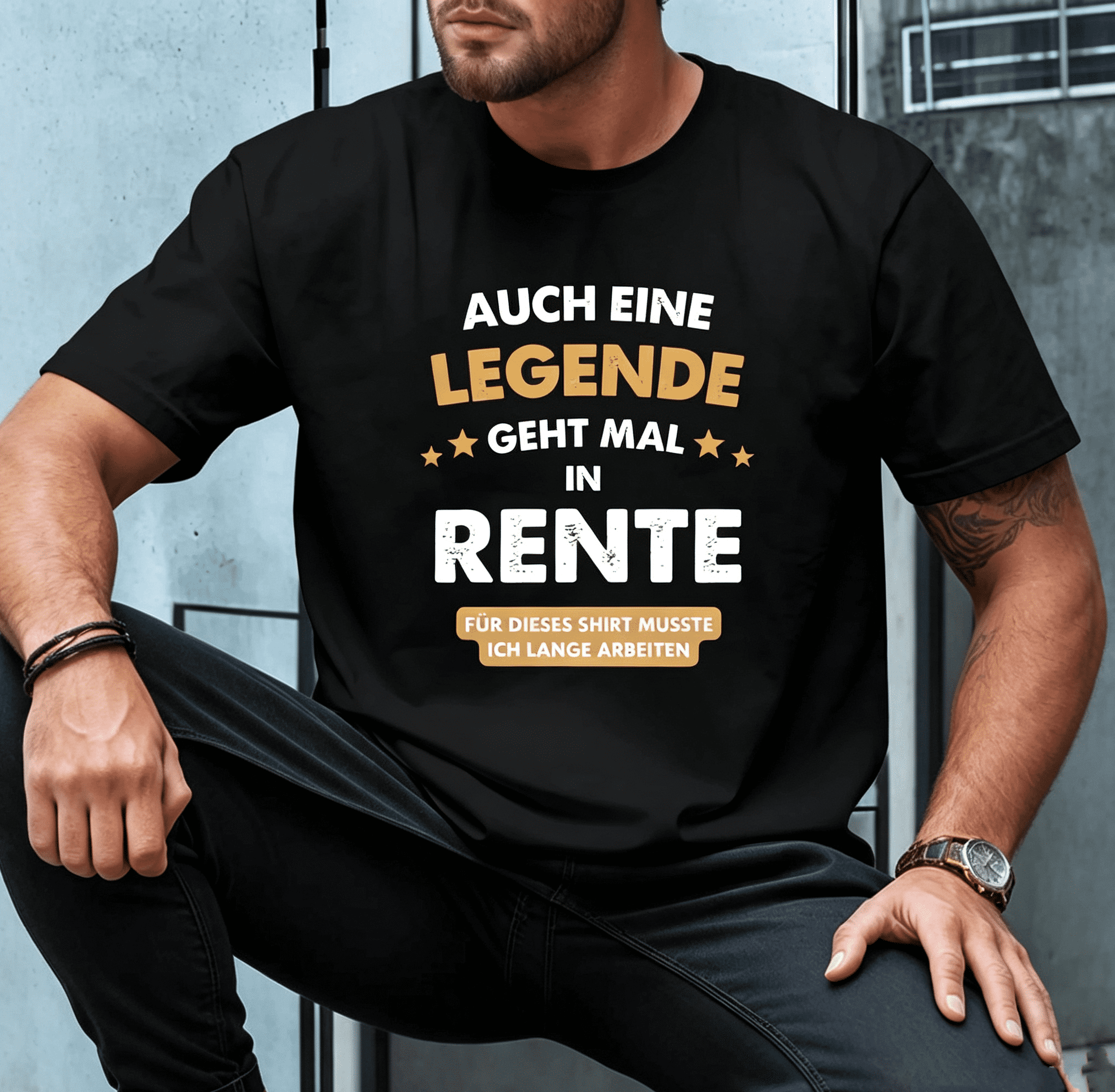 Casual Men's Short Sleeve T-shirt Men's Short‑Sleeve Crew Neck T‑Shirt, Fun German Retirement Slogan Print, Summer Everyday Wear Top