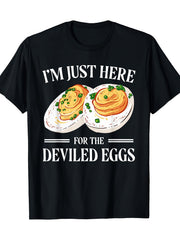 Casual T-Shirt Featuring an Interesting Demon Egg Design - Short-Sleeved, Round Neck