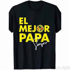 Casual T-shirt Club America "El Mejor Papa" Men's T-Shirt - 100% Cotton, Casual Crew Neck Comfy Menswear Graphic Graphic Tees