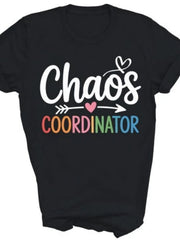 Chaos Coordinator Funny Teacher Manager Graphic Tee for Men Women, Humor Job Title Short Sleeve T-Shirt, Casual Crew Neck Top for Team Leader Gift