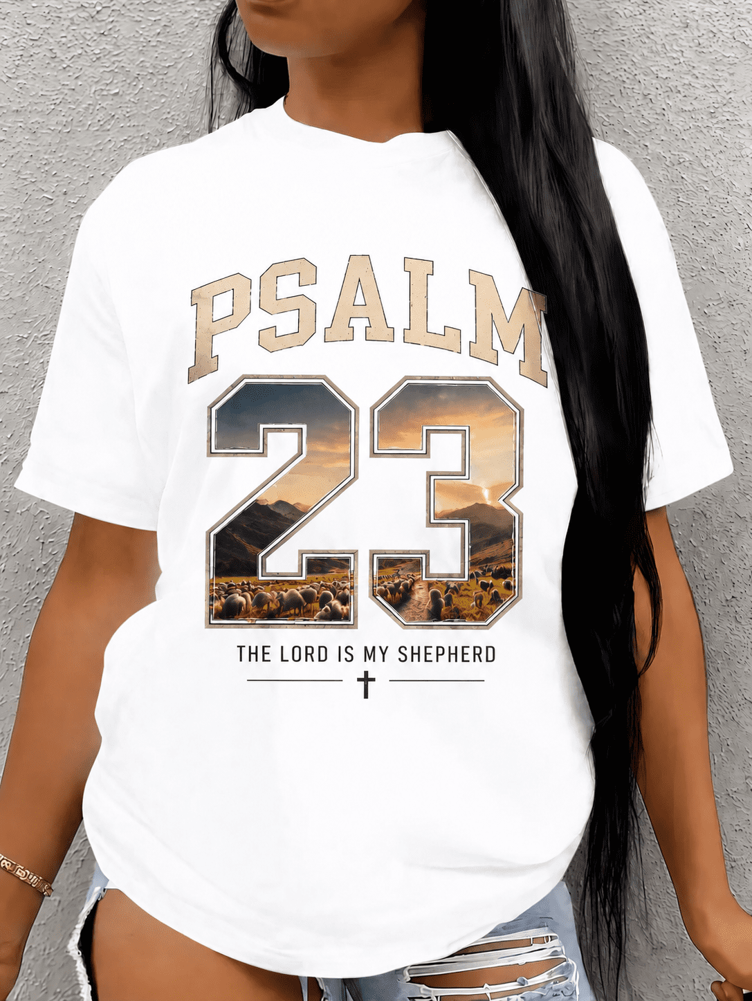 Christian Psalm 23 T-Shirt for Women Men – “The Lord Is My Shepherd” Bible Verse Faith Inspirational Graphic Tee, Religious Gift Casual Unisex Shirt