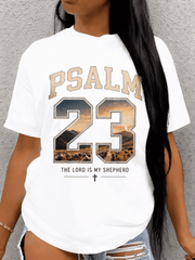 Christian Psalm 23 T-Shirt for Women Men – “The Lord Is My Shepherd” Bible Verse Faith Inspirational Graphic Tee, Religious Gift Casual Unisex Shirt