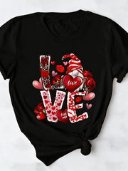 Christmas Fashion Letter Cartoon Print Women's Round Neck 100% T-shirt, Minimalist Design, Comfortable and Breathable, Suitable for Everyday Casual Matching, Showcasing a Natural Elegant Style