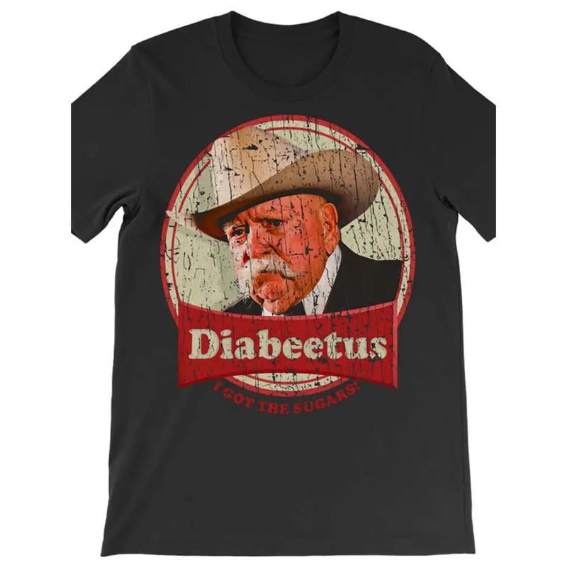 Comfort Cotton Short Sleeve T- Shir [100% Cotton] Vintage Cowboy Diabeteetus T-Shirt With Distressed Retro Design .