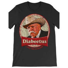 Comfort Cotton Short Sleeve T- Shir [100% Cotton] Vintage Cowboy Diabeteetus T-Shirt With Distressed Retro Design .