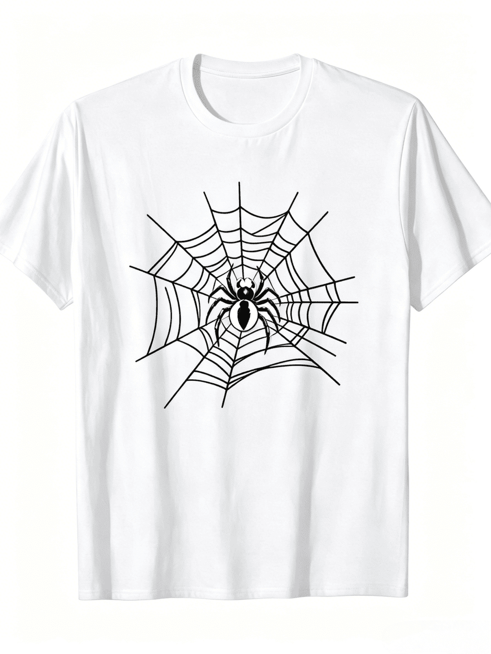 Cool Spider Web Graphic Black Tshirt, Simple Monochrome Spider Cobweb Gothic Print Short Sleeve Tee, Soft Cotton Halloween Party Daily Wear Shirt Gift for Gothic Lovers