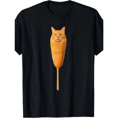 Corndog Cat Meme T Shirt Mens Shirt Fun Short Sleeved Shirt