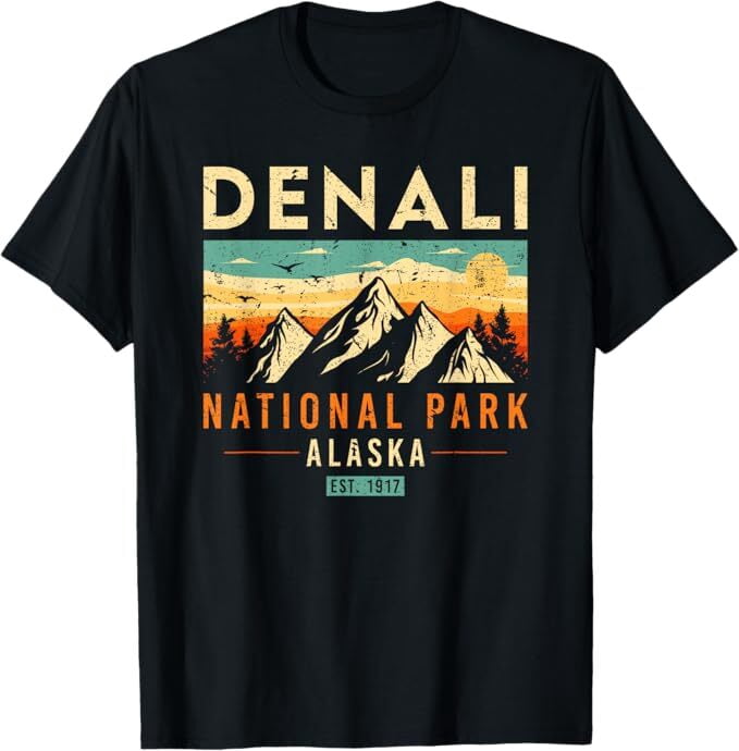 Denali Est. 1917 Vintage Retro Alaska National Park T-Shirt