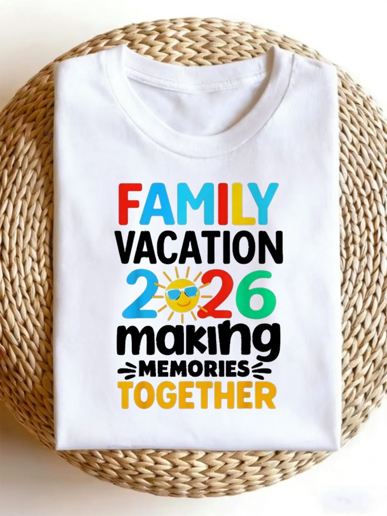 Family Vacation 2026 Making Memories Together Graphic Tee for Men Women, Travel Souvenir Short Sleeve T-Shirt, Casual Crew Neck Top for Summer Trip Matching Family Gift
