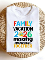 Family Vacation 2026 Making Memories Together Graphic Tee for Men Women, Travel Souvenir Short Sleeve T-Shirt, Casual Crew Neck Top for Summer Trip Matching Family Gift