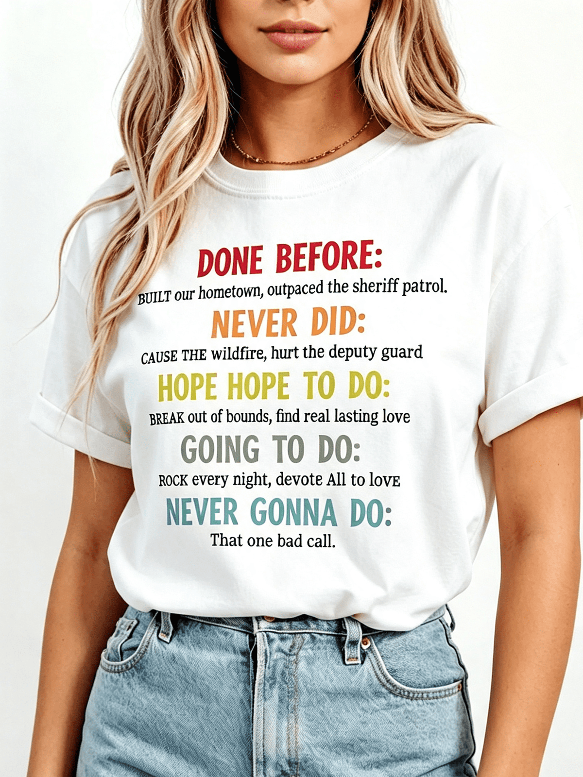 Fun Life Bucket List Slogan Graphic Tee, Colorful Text Casual Crewneck Short Sleeve Unisex Daily Wear T-Shirt