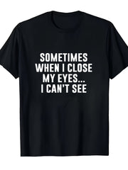 Fun Printed T-Shirt/Black Short Sleeve Round Neck Casual Shirt/Humorous Iital Print Esin/Suitable Aily Casual Wear Suitable All Seasons