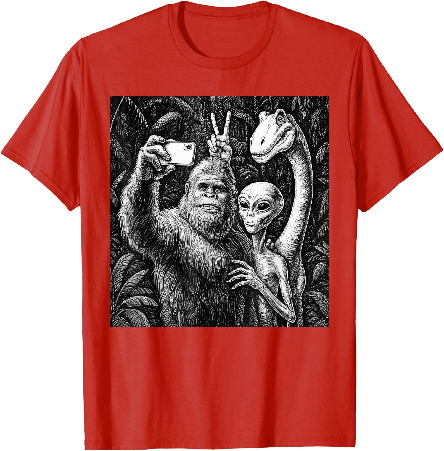 Funny Bigfoot Sasquatch Selfie Alien Loch Ness Unisex T-Shirt