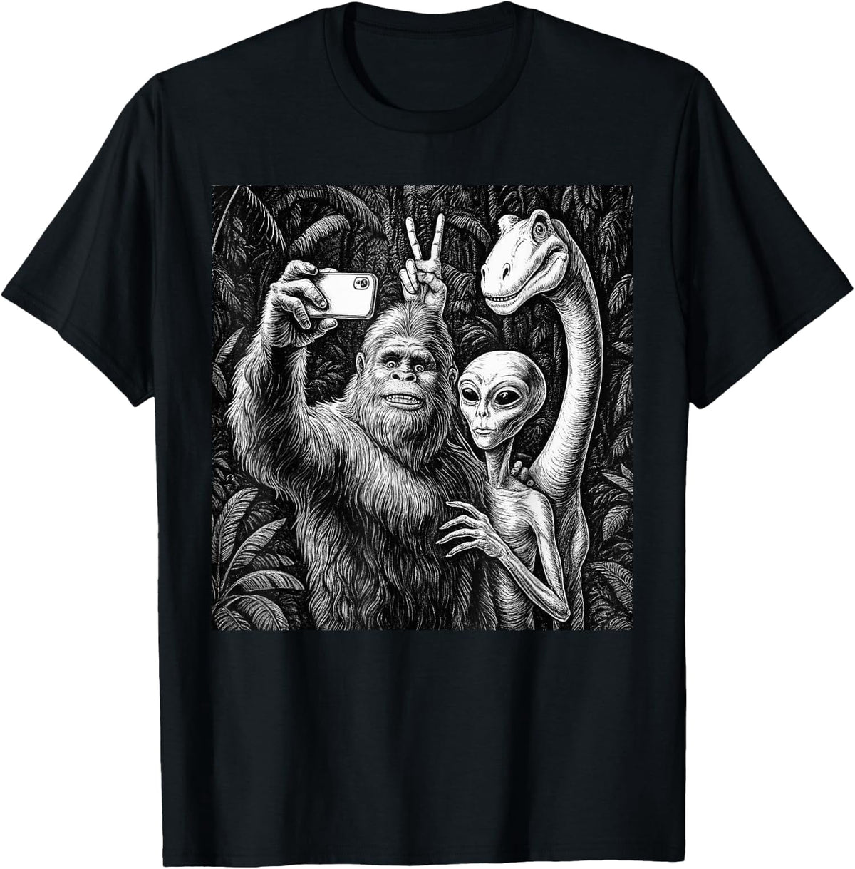 Funny Bigfoot Sasquatch Selfie Alien Loch Ness Unisex T-Shirt