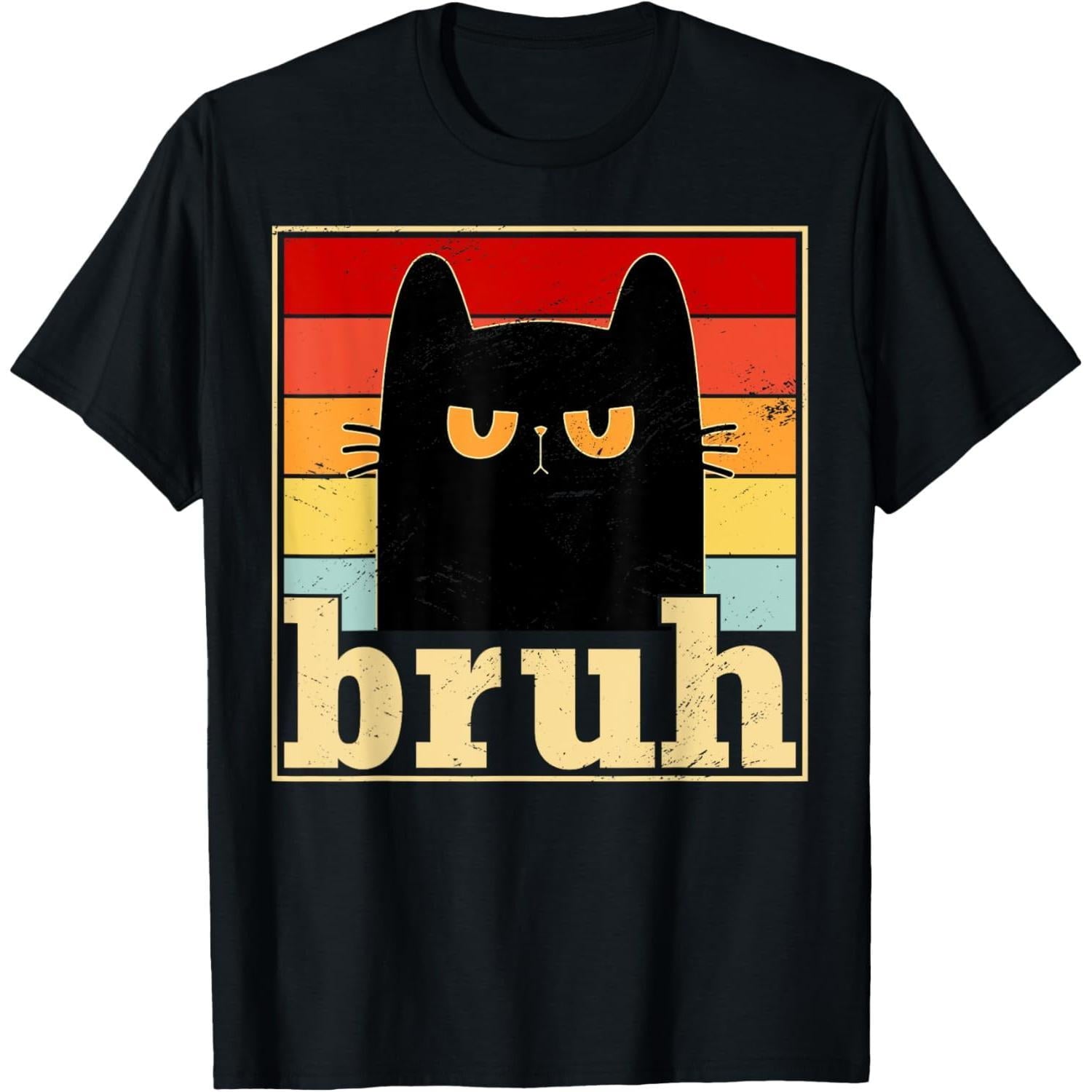 Funny Bruh Cat Meme Shirt for Teens Boys Girls Men Women T-Shirt