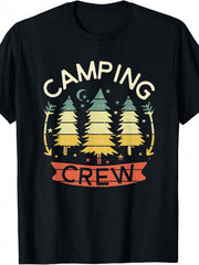 Funny Casual Crew Neck T-Shirt Camping Retro Family Camping Shirts Matching Group Gifts Lover Travel TShirt