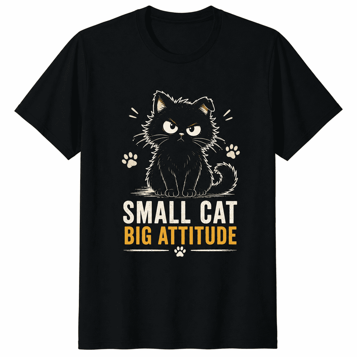 Funny Cat T-Shirt, Small Cat Big Attitude Graphic Tee for Men and Women,Cute Cat Lover Gift Shirt
