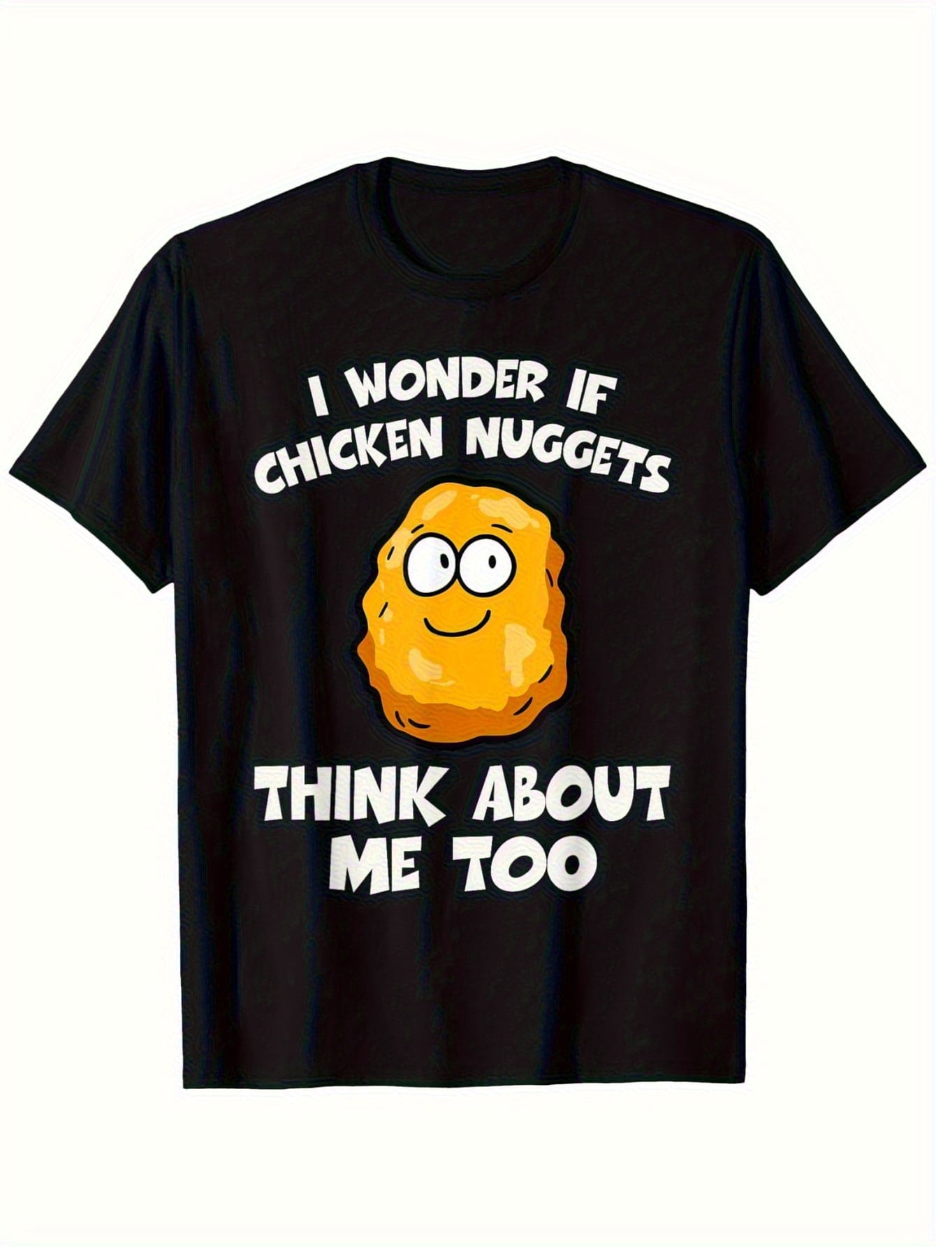 Funny Chicken Nuggets Graphic T-Shirt for Men - Black Casual Tee