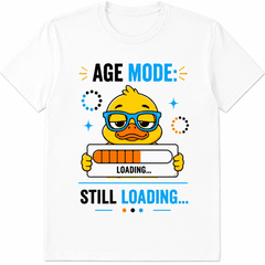 Funny Duck Graphic T-Shirt for Men Women, Age Mode Still Loading Meme Shirt, Cute Cartoon Duck Humor Tee, Novelty Gift for Friends Family Casual Wear