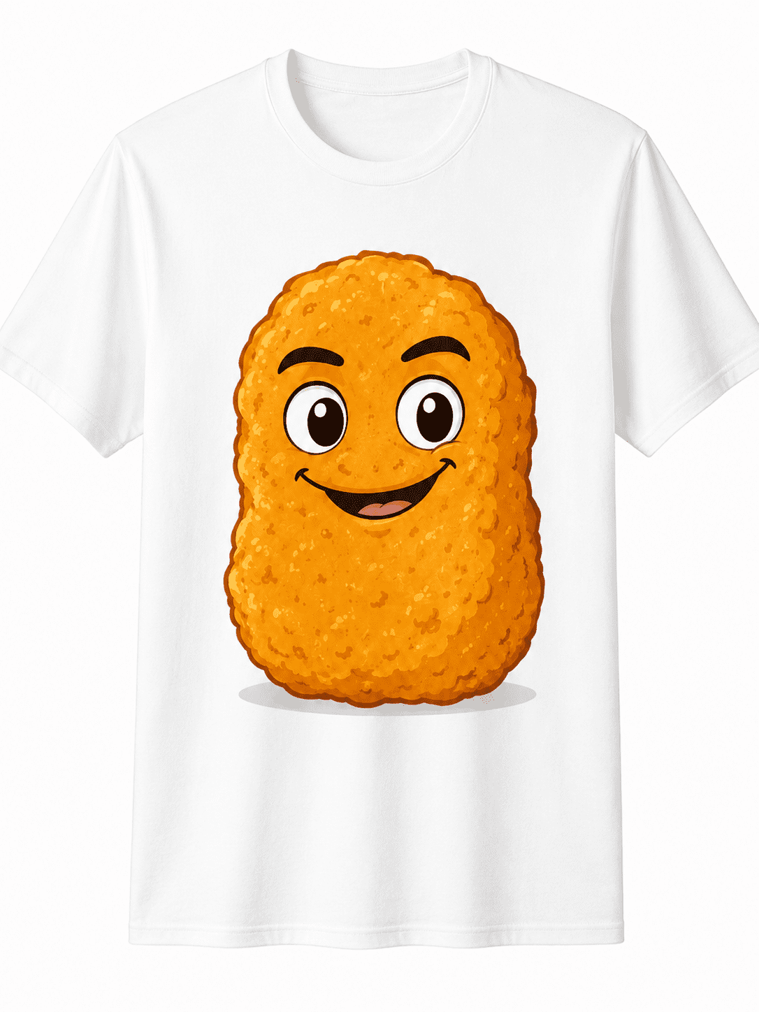 Funny Food Graphic T-Shirt for Men & Women, Cute Cartoon Chicken Nugget Tee, Casual Short Sleeve Crew Neck Cotton Shirt, Everyday Novelty Gift