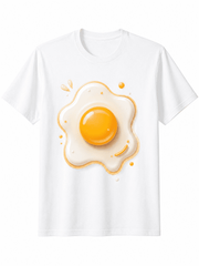 Funny Fried Egg Graphic T-Shirt for Men and Women, Casual Short Sleeve Crew Neck Novelty Tee