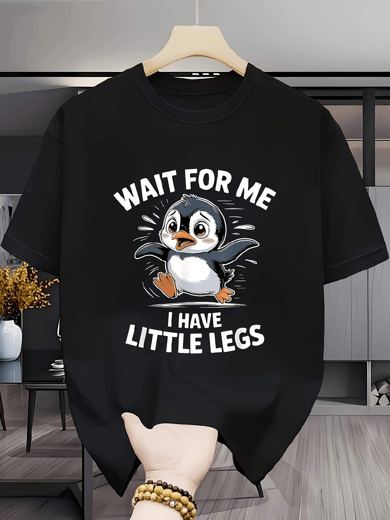 Funny Penguin Lover T-Shirt, Cute Cartoon Penguin Graphic Tee, Casual Short Sleeve Crew Neck Shirt, Soft Comfortable Everyday Summer Top