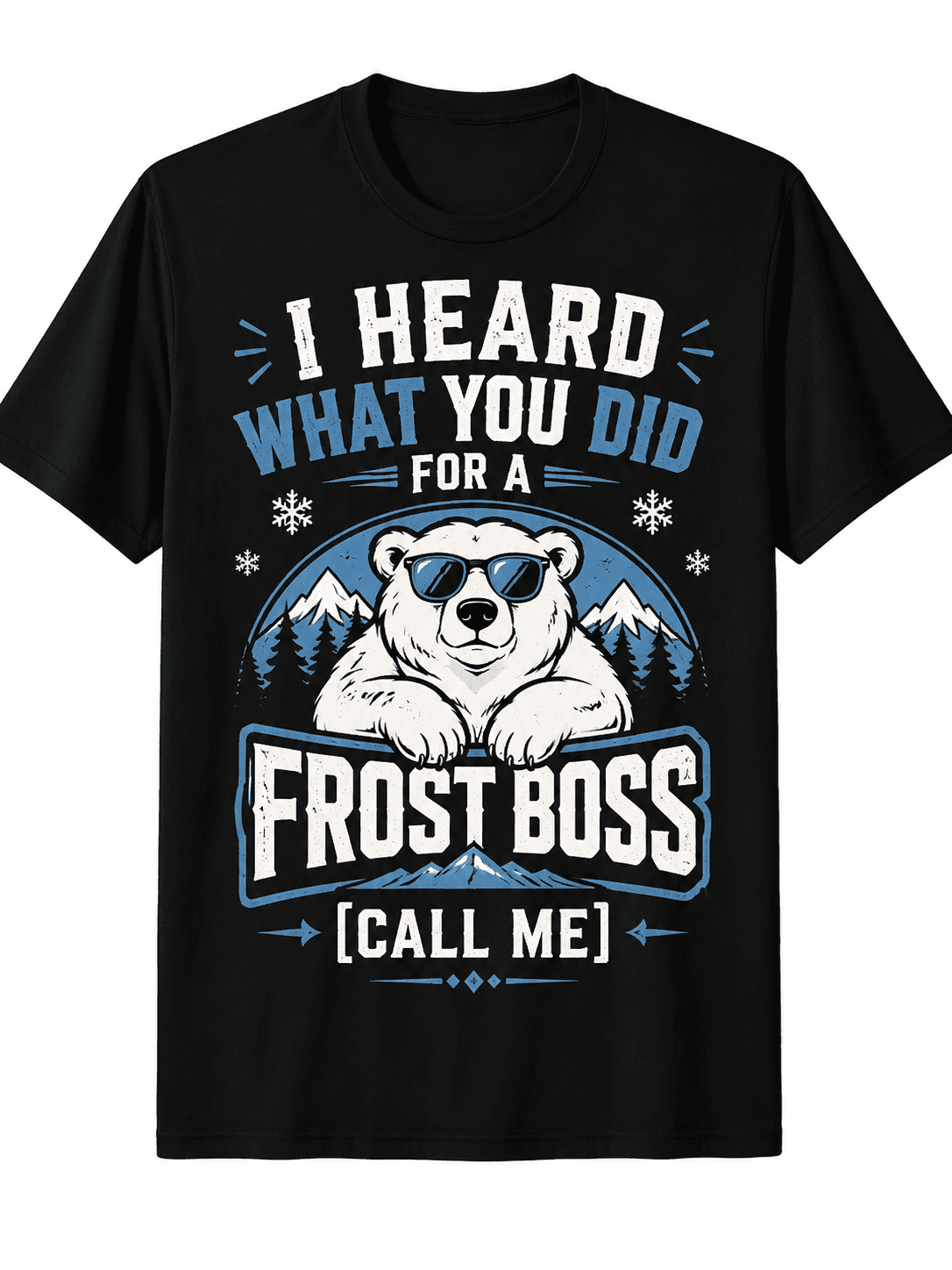 Funny Polar Bear Graphic T-Shirt for Men Women, Frost Boss Arctic Wildlife Tee, Cool Bear Lover Short Sleeve Casual Cotton Shirt, Outdoor Adventure Gift, Unisex Graphic Tee