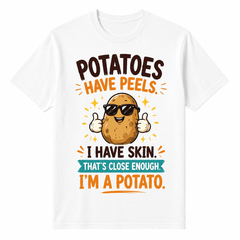 Funny Potato Graphic T-Shirt for Men Women, Basically A Potato Food Pun Shirt, Humorous Meme Tee, Potato Lover Gift, Funny Foodie Shirt, Vegetable Humor Novelty Graphic T-Shirt