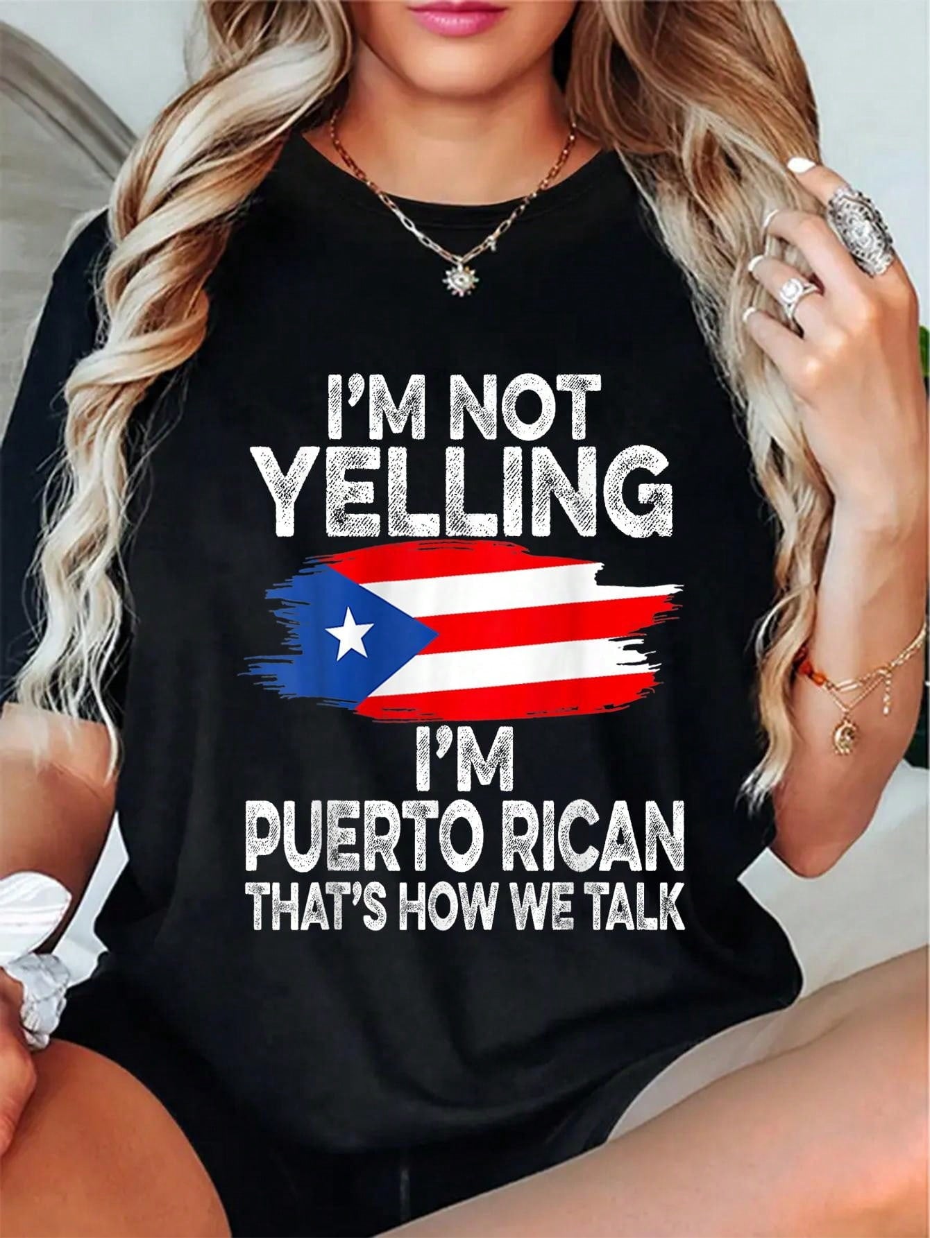Funny Puerto Rico Flag I Don't Scream I'm T-Shirt Short Sleeve T-Shirt Women's Men's Graphic Tee Causal Tops