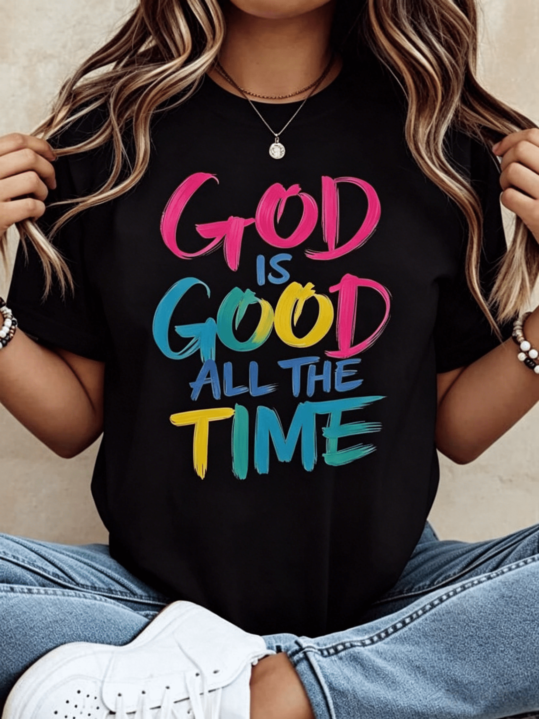 God Is Good All The Time Christian T Shirt Women Religious Faith Statement Graphic Tee Casual Summer Top