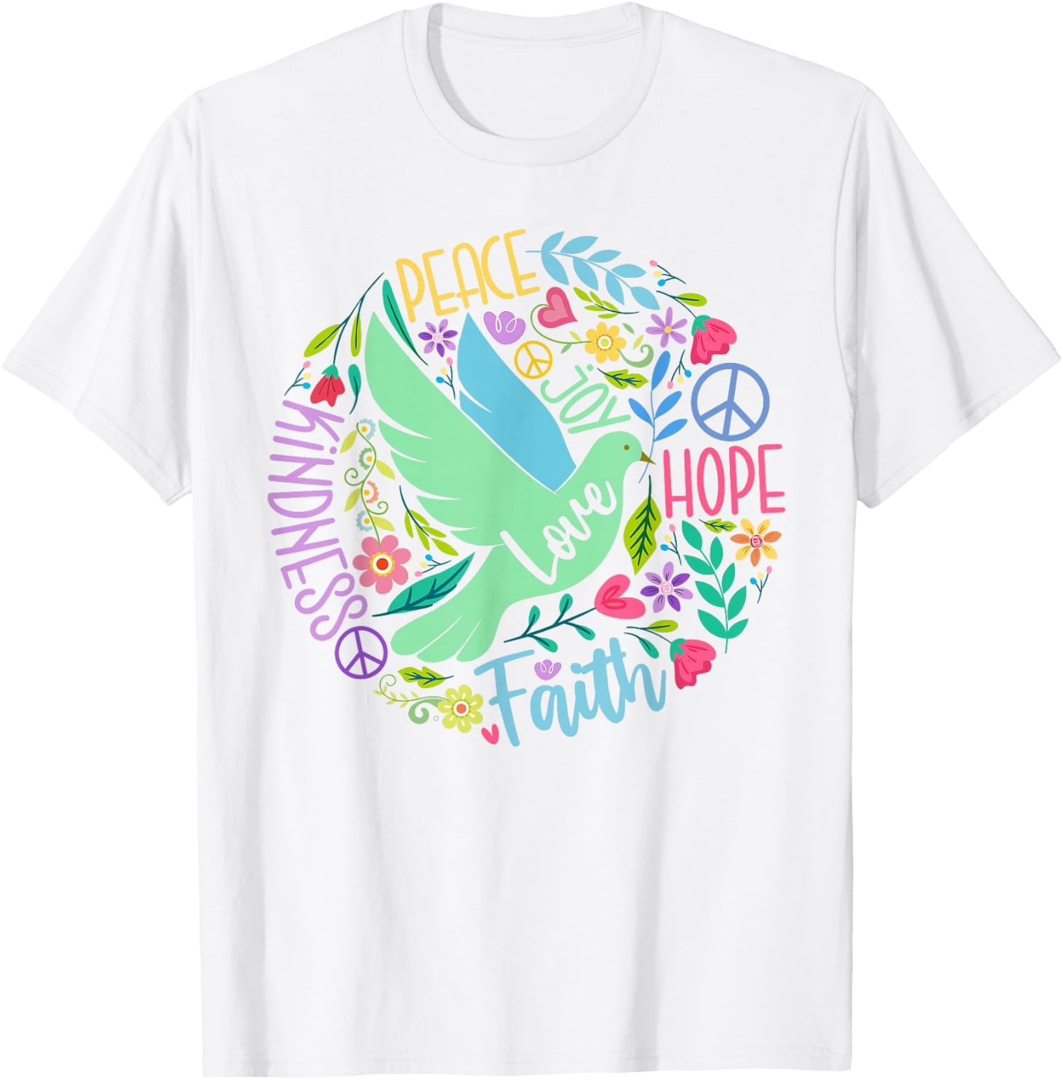 Groovy Hippie Peace Hope Love Peace Bird World Unisex T-Shirt