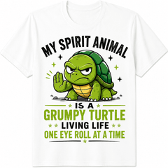 Grumpy Turtle Graphic T-Shirt, Funny Spirit Animal Humor Tee, Cute Angry Turtle Shirt, Living Life One Eye Roll at a Time Gift for Men Women