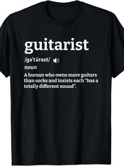 Guitarist Definition Funny Music Lover Graphic Tee for Men Women, Guitar Player Humor Short Sleeve T-Shirt, Casual Crew Neck Top for Musician Gift