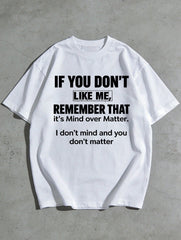 High Elasticity Cotton Men's "Mind Over Matter" Graphic T-Shirt | Loose Fit Short Sleeve Round Neck For Casual & Sports