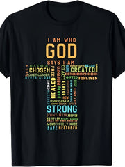 I Am Who God Says I Am Christian Faith T-Shirt - Unisex Religious Verse Tee Comfortable Breathable Cotton Crew Neck Casual Wear