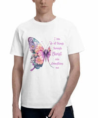 I Can Do All Things Through Christ Pretty Butterfly Unisex-Adults T-Shirt Black Graphic tees