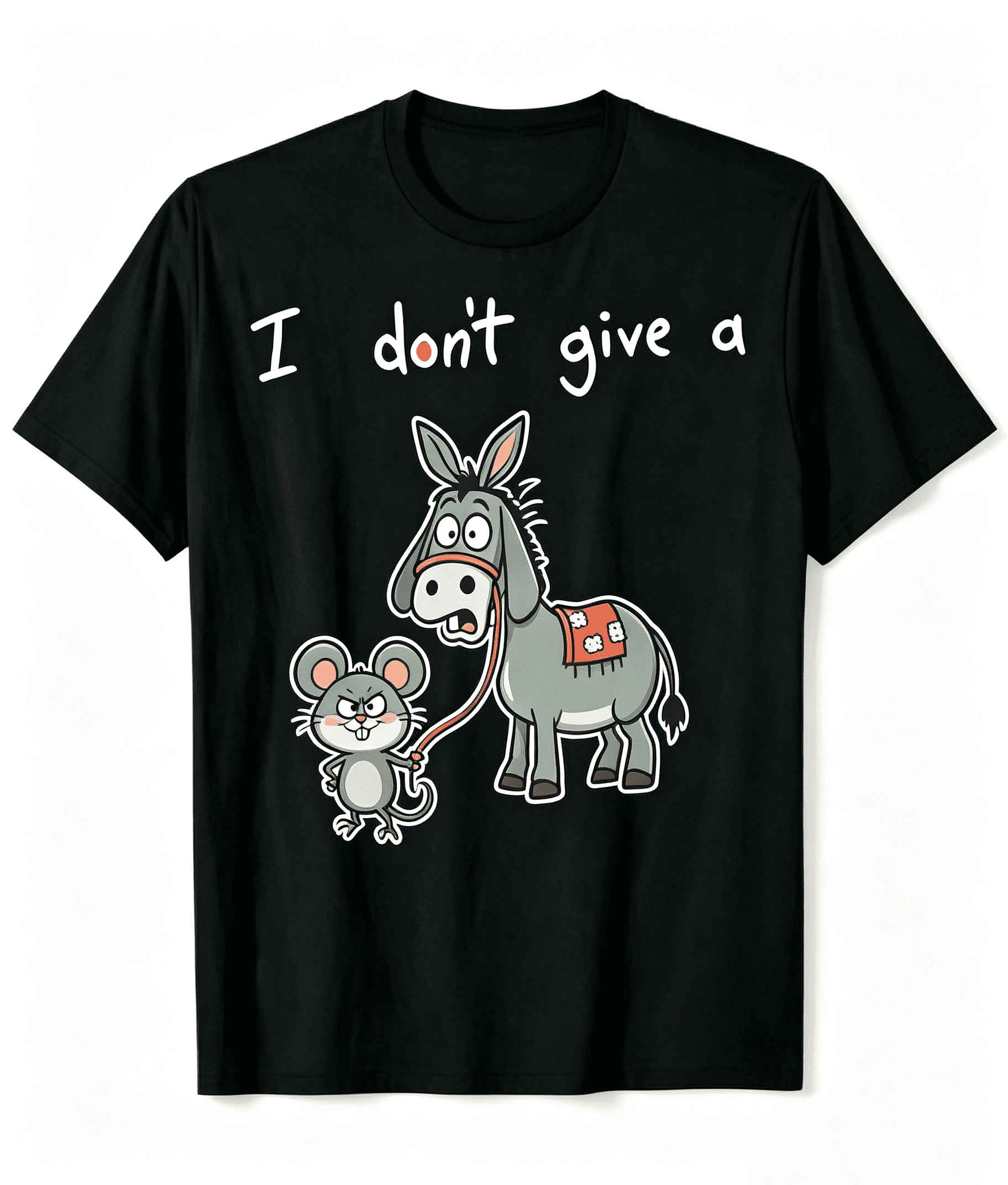 I Dont Give A Rats Donkey Shirt Unisex Funny Cartoon Rat & Donkey Graphic Tee, Humorous Hand‑Drawn Animal Print Casual Crew Neck Short Sleeve Novelty Tee for Men Women