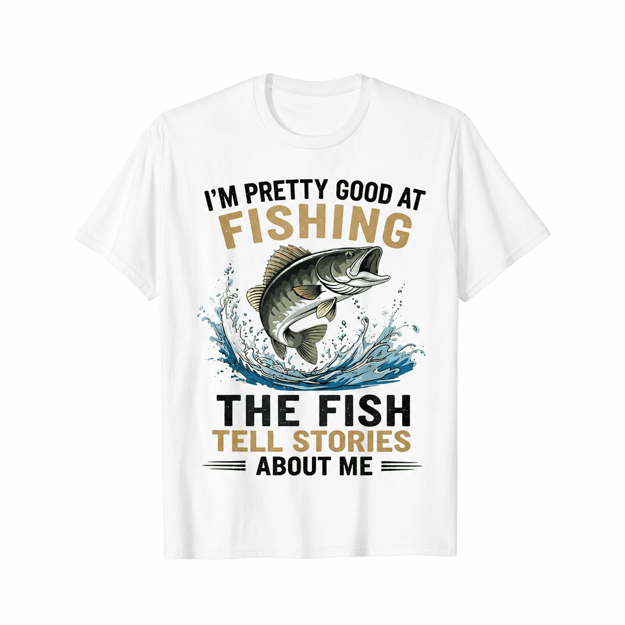 I Fish So Well The Fish All Tell Stories Funny Fishing T-Shirt, Jumping Fish Graphic Tee, Unisex Casual Top for Anglers, Outdoor Lover Gift