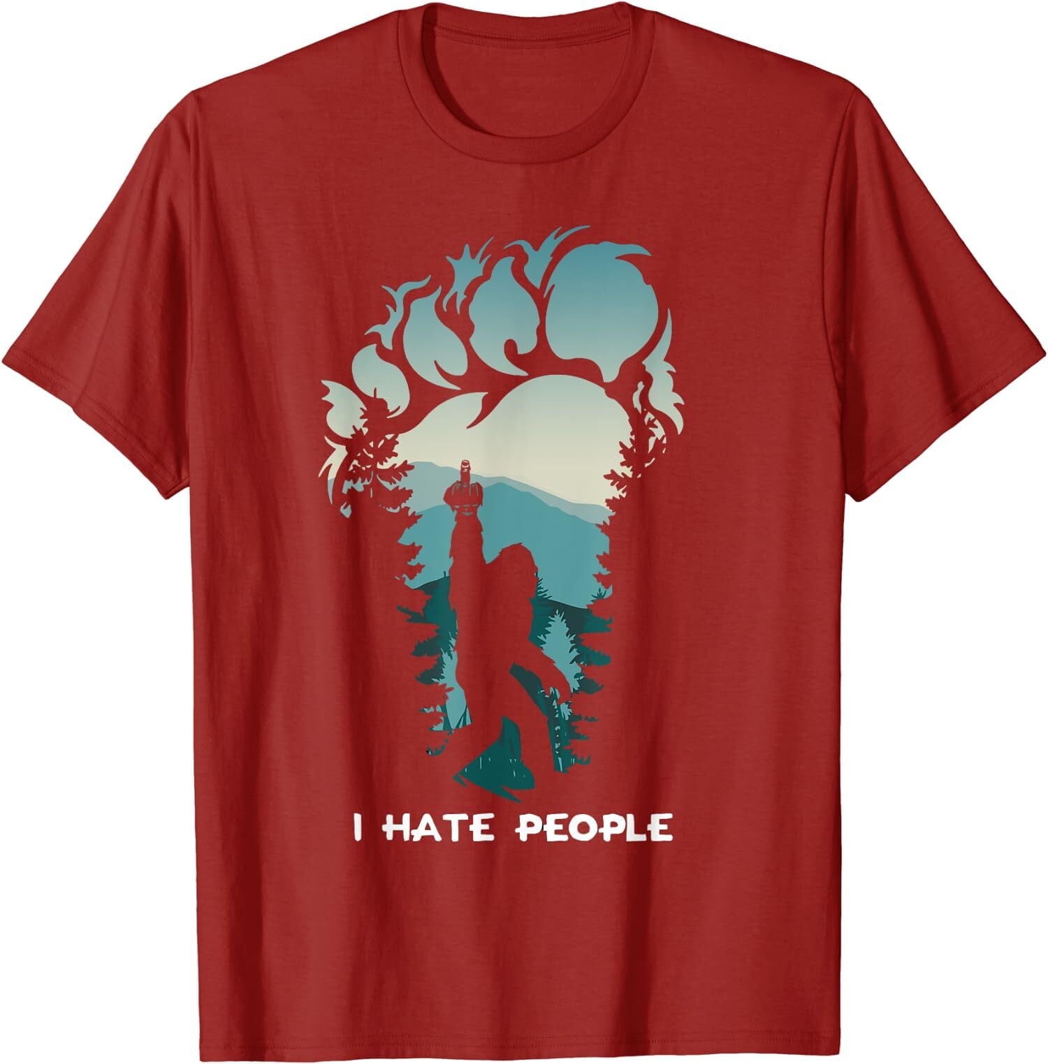 I Hate People Bigfoot Footprint Funny Creature Unisex T-Shirt