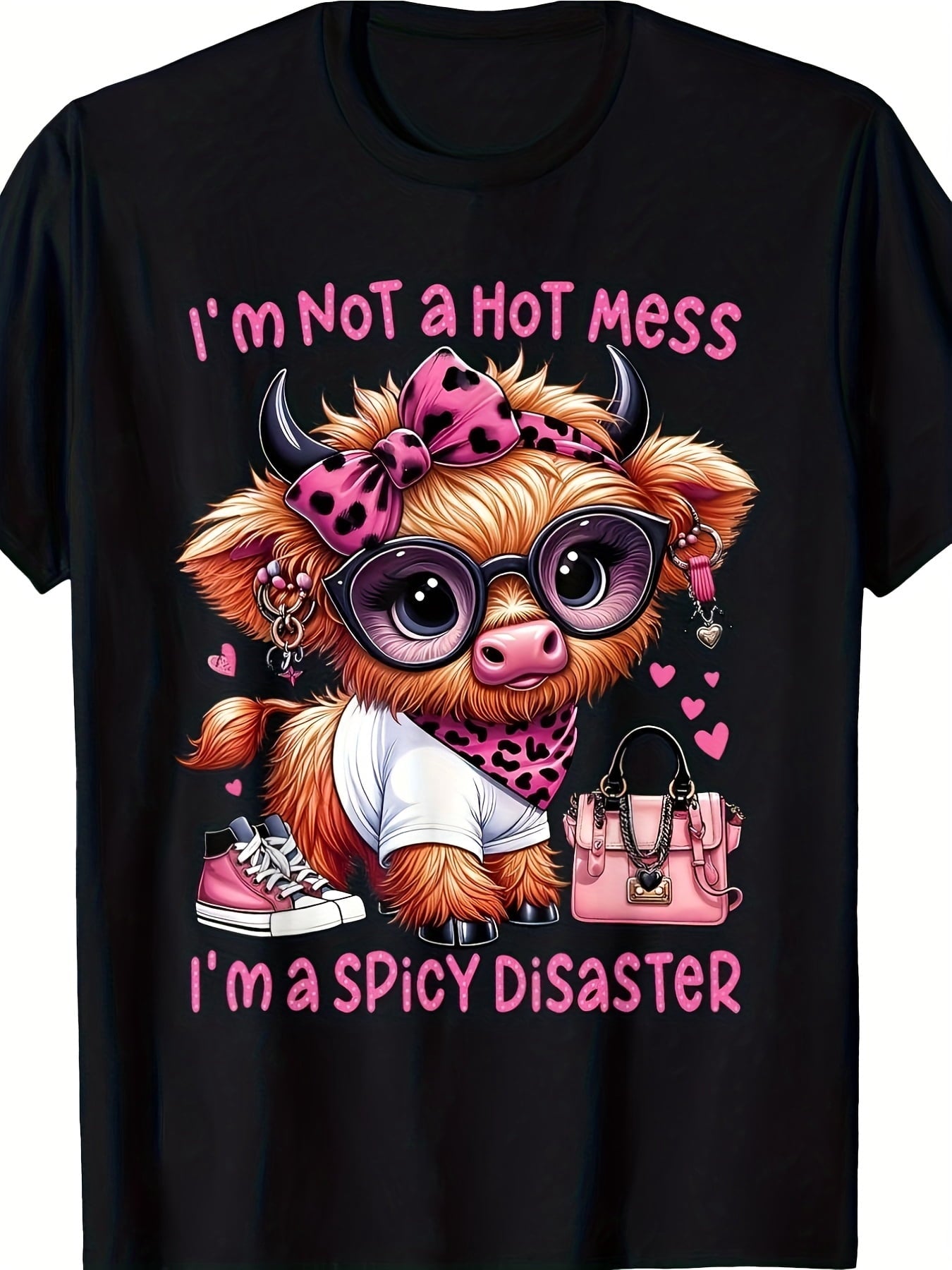 I'm Not A Hot Mess I'm A Spicy Disaster Graphic Tee for Men Women, Funny Sarcastic Short Sleeve T-Shirt, Casual Crew Neck Top for Her Him Gift