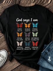 Inspirational Faith Butterfly Graphic T‑Shirt for Women, Casual Crewneck Short Sleeve Tee, Colorful Bible Verse Art Print Everyday Tops