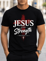 Jesus Is My Strength Christian T-Shirt for Men | Philippians 4:13 Faith Graphic Tee