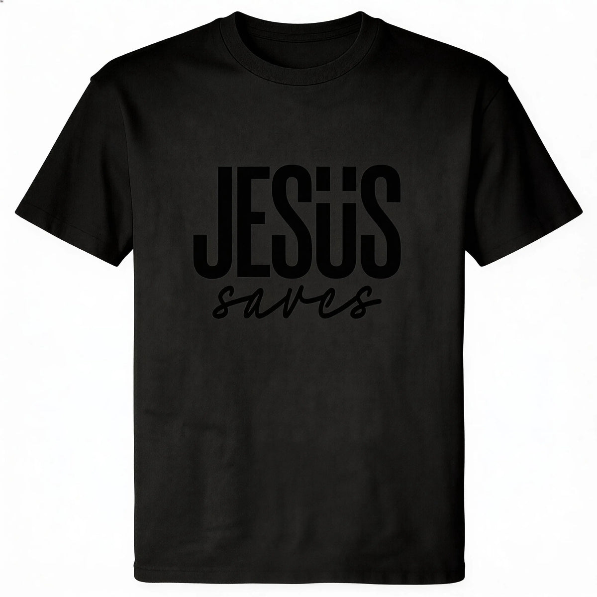 Jesus Saves Minimal Letter Graphic Unisex Crew Neck Short Sleeve Cotton T-Shirt