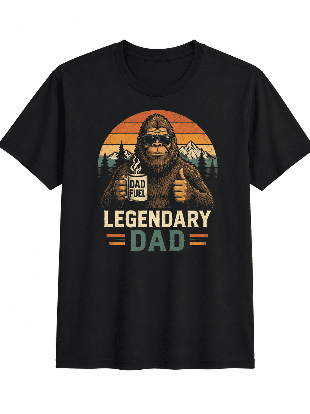 Legendary Dad Bigfoot Graphic T-Shirt Funny Sasquatch Dad Fuel Vintage Father Tee