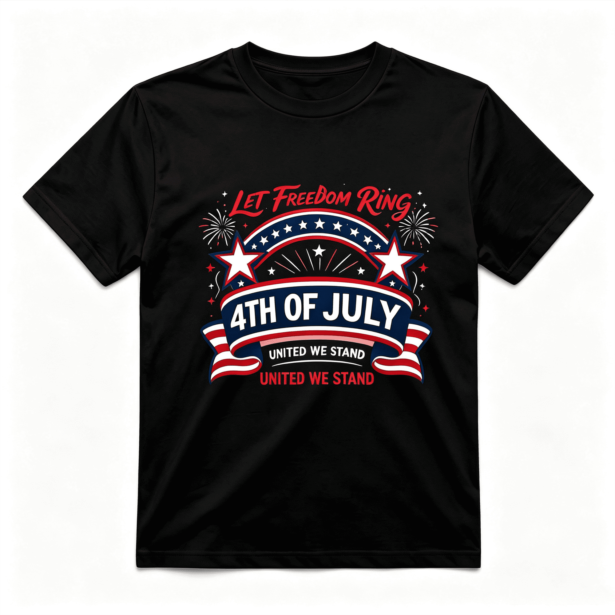 Let Freedom Ring 4th of July Women’s T‑Shirt, United We Stand Patriotic Star Flag Graphic Tee, Independence Day Short Sleeve Crew Neck Tops, Casual Summer Holiday Gift for Ladies