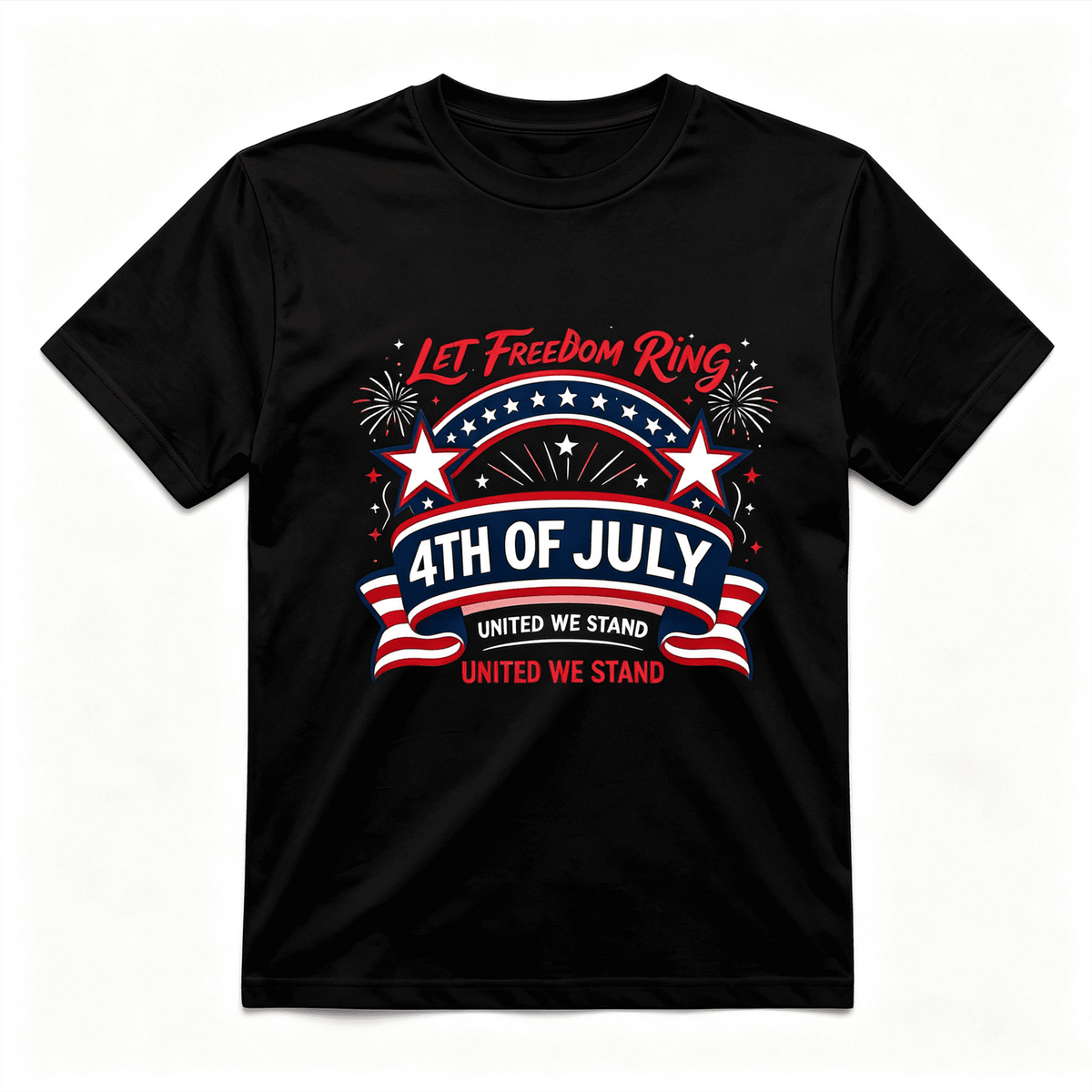Let Freedom Ring 4th of July Women’s T‑Shirt, United We Stand Patriotic Star Flag Graphic Tee, Independence Day Short Sleeve Crew Neck Tops, Casual Summer Holiday Gift for Ladies