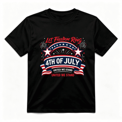 Let Freedom Ring 4th of July Women’s T‑Shirt, United We Stand Patriotic Star Flag Graphic Tee, Independence Day Short Sleeve Crew Neck Tops, Casual Summer Holiday Gift for Ladies