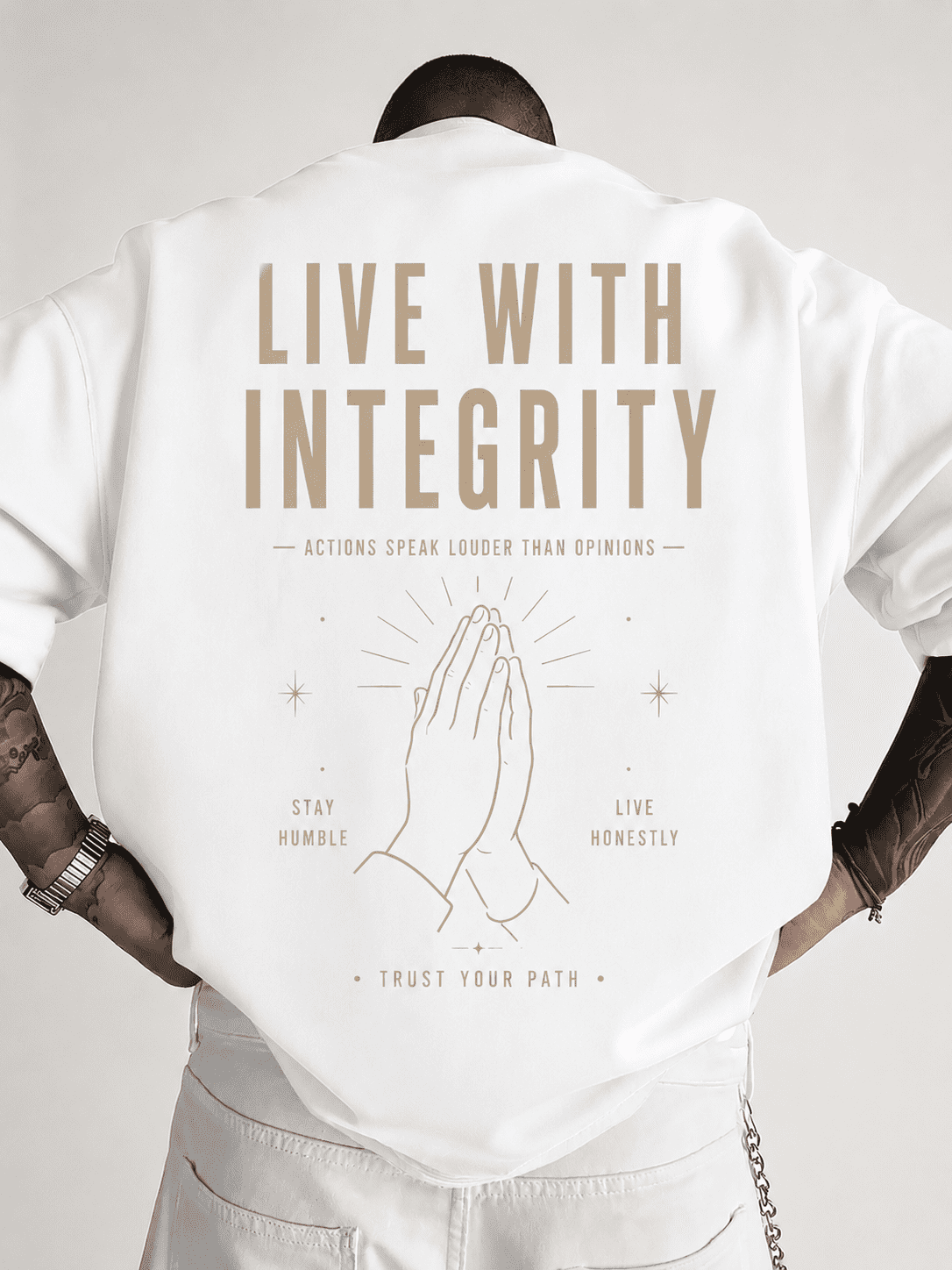 Live With Integrity Graphic Sweatshirt for Men Women Inspirational Back Print Oversized Pullover Crewneck