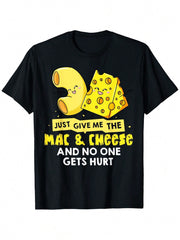 Mark And Cheese Gift, Macaroni And Cheese Face T-Shirt, Fashionable Cotton Top, Street Style Short Sleeved T-Shirt, Casual Summer T-Shirt