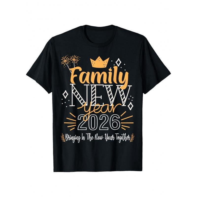 Matching Family New Year 2026 Happy New Year 2026 T-Shirt, Casual Short Sleeve Crew Neck Tee, 100% Cotton, Super Soft, Summer Tee - Perfect Gifts